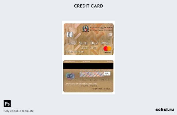 цифровая загрузка шаблона карты Mastercard Центрального банка Мальты